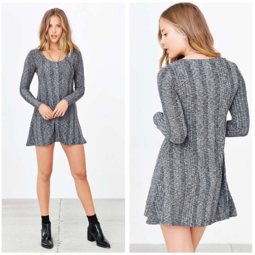 Grey Long Sleeve Sweater Dress