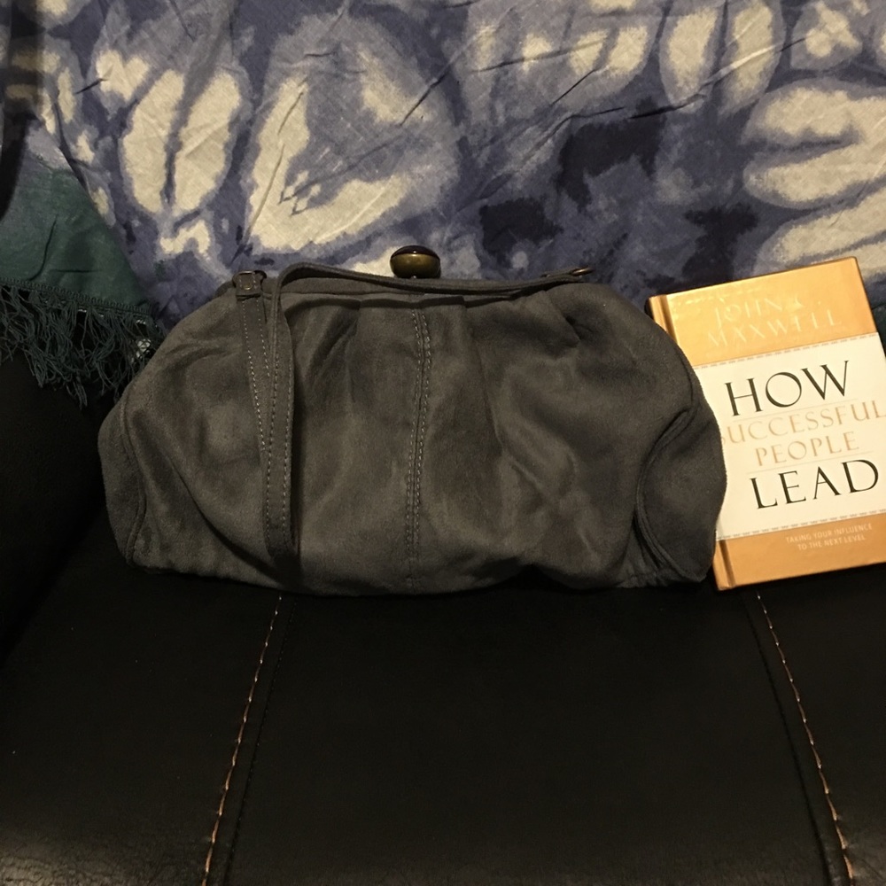 Avon Gray Suede Type Material Clutch/Shoulder Bag. - image 1