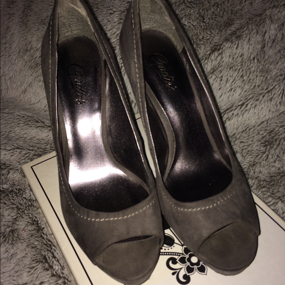 Candies Faux Seude Peep Toe Heels