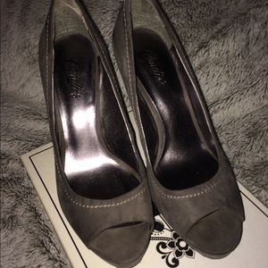 Candies Faux Seude Peep Toe Heels