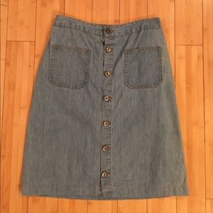 Denim button up high-wasted skirt