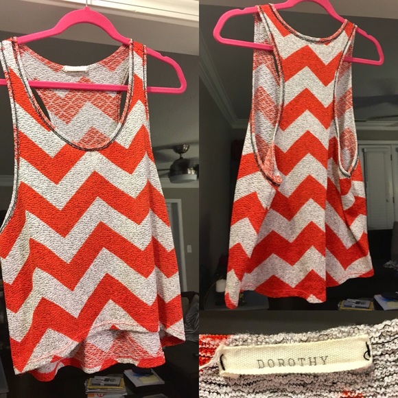 Dorothy Red and White Chevron Tank, Size S - Picture 1 of 1
