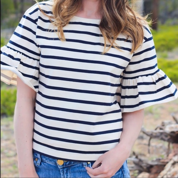 J Crew Ruffle Sleeve Top - Picture 2 of 3