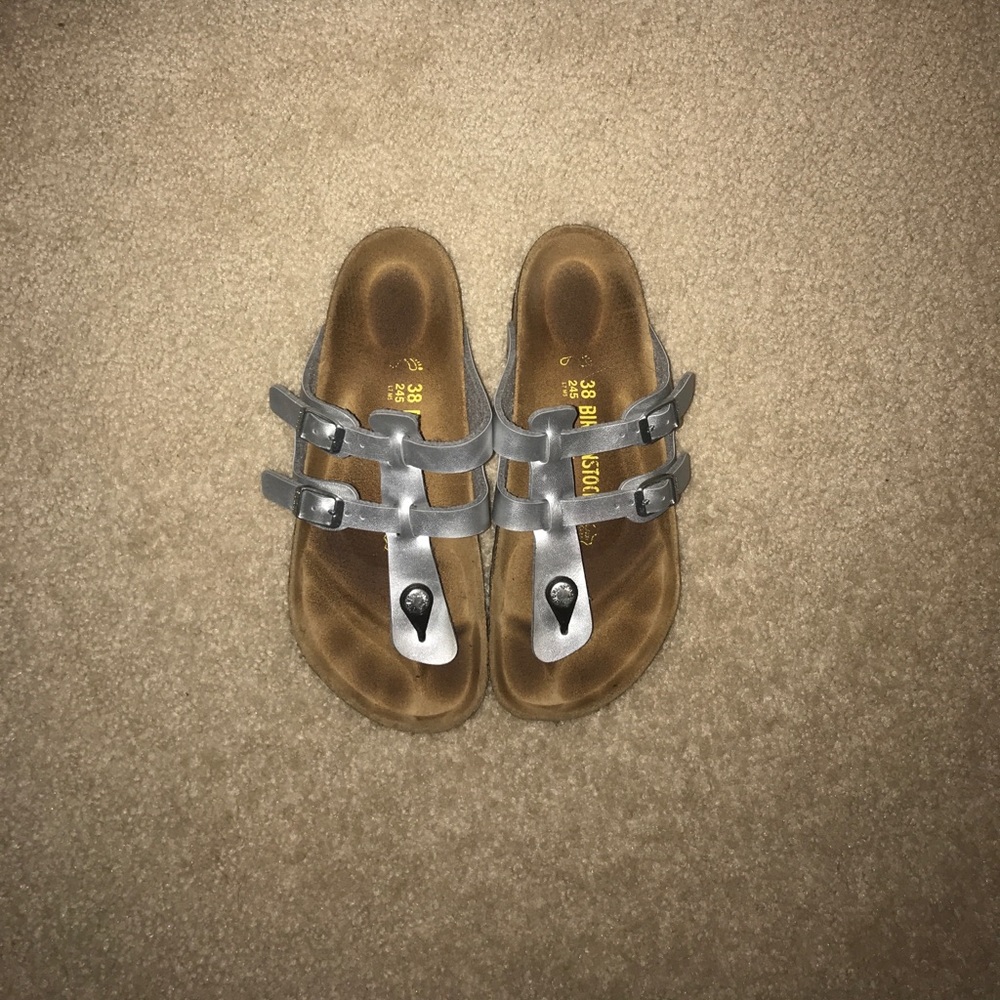 silver birkenstocks