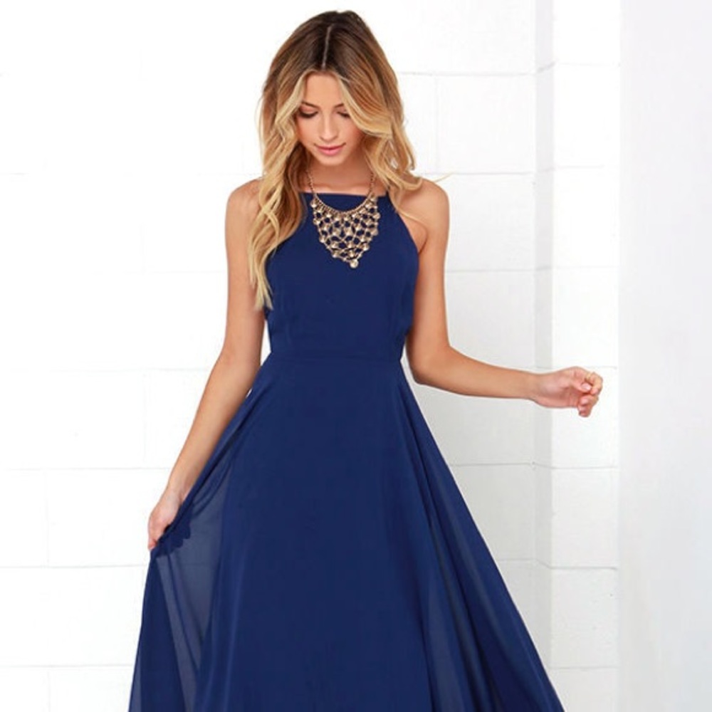 Lulu’s blue maxi formal dress backless
