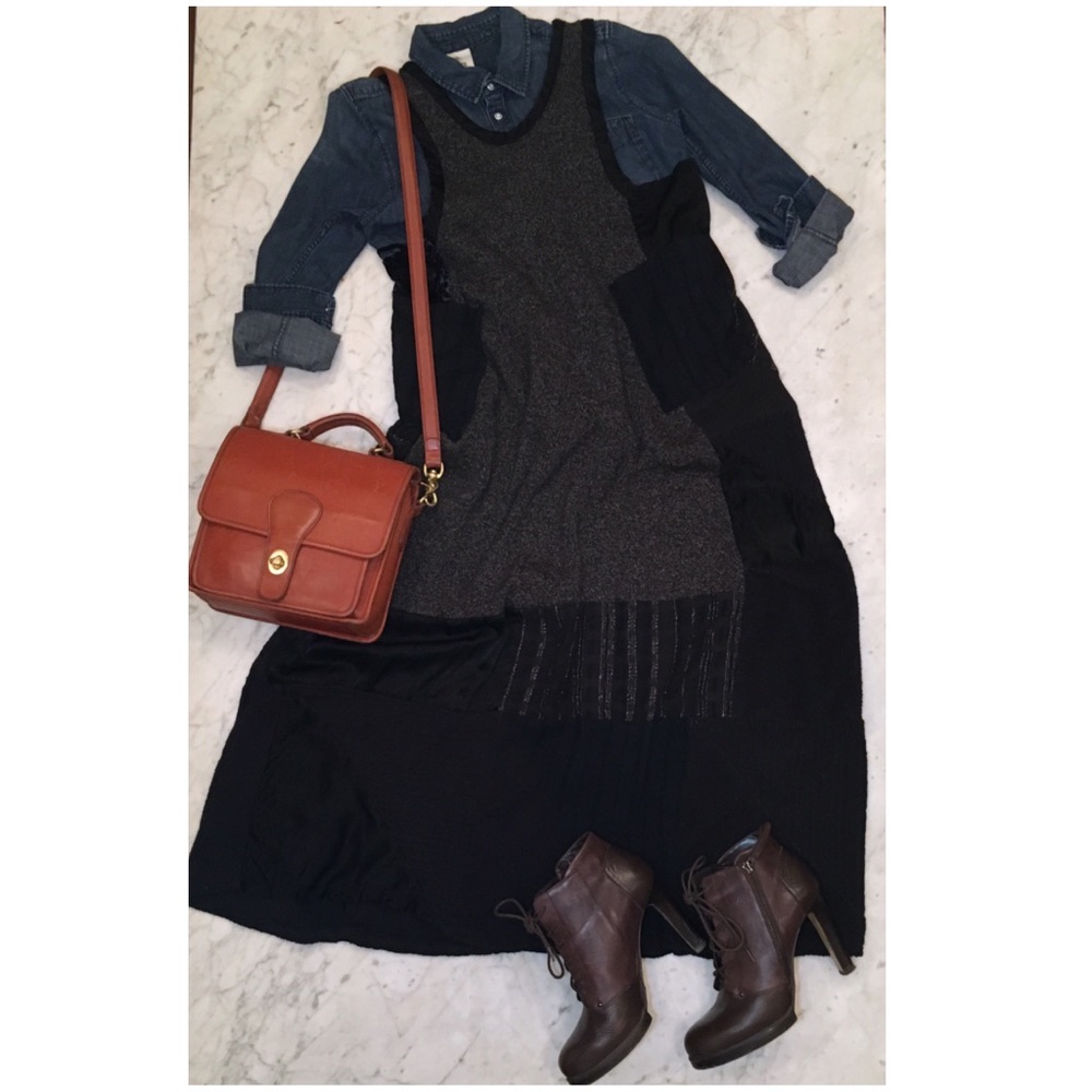 🍂cozy knit patchwork jumper in black, grey & navy