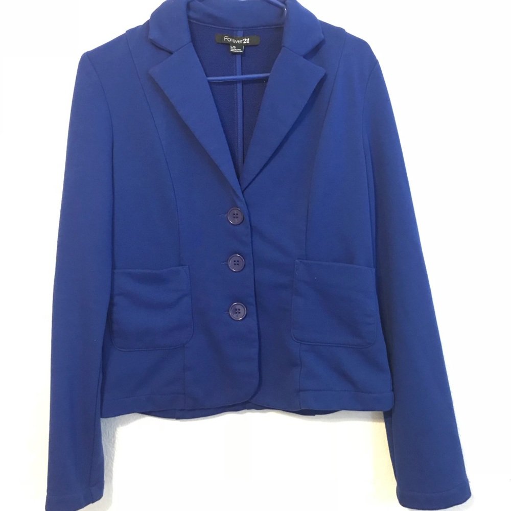 Royal blue button up blazer
