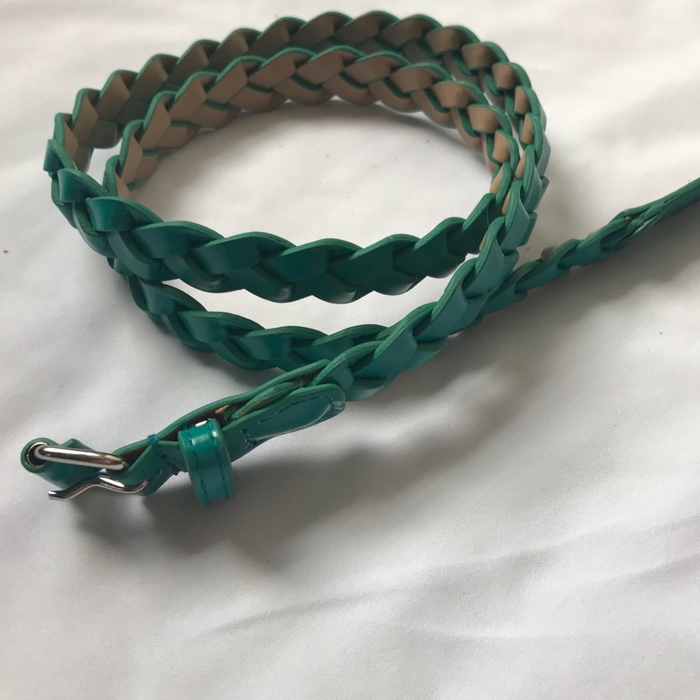 Turquoise colored braided belt