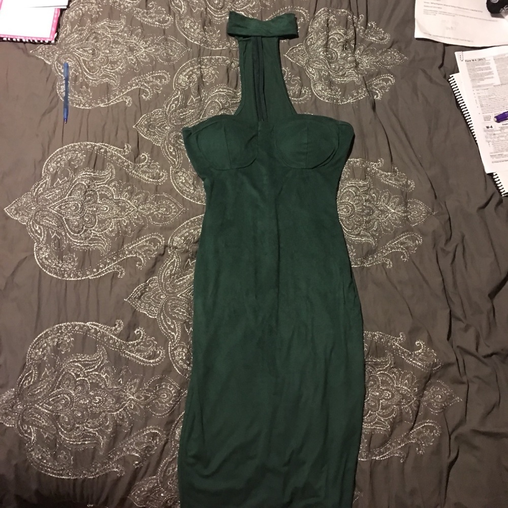 FashionNova velvet green dress