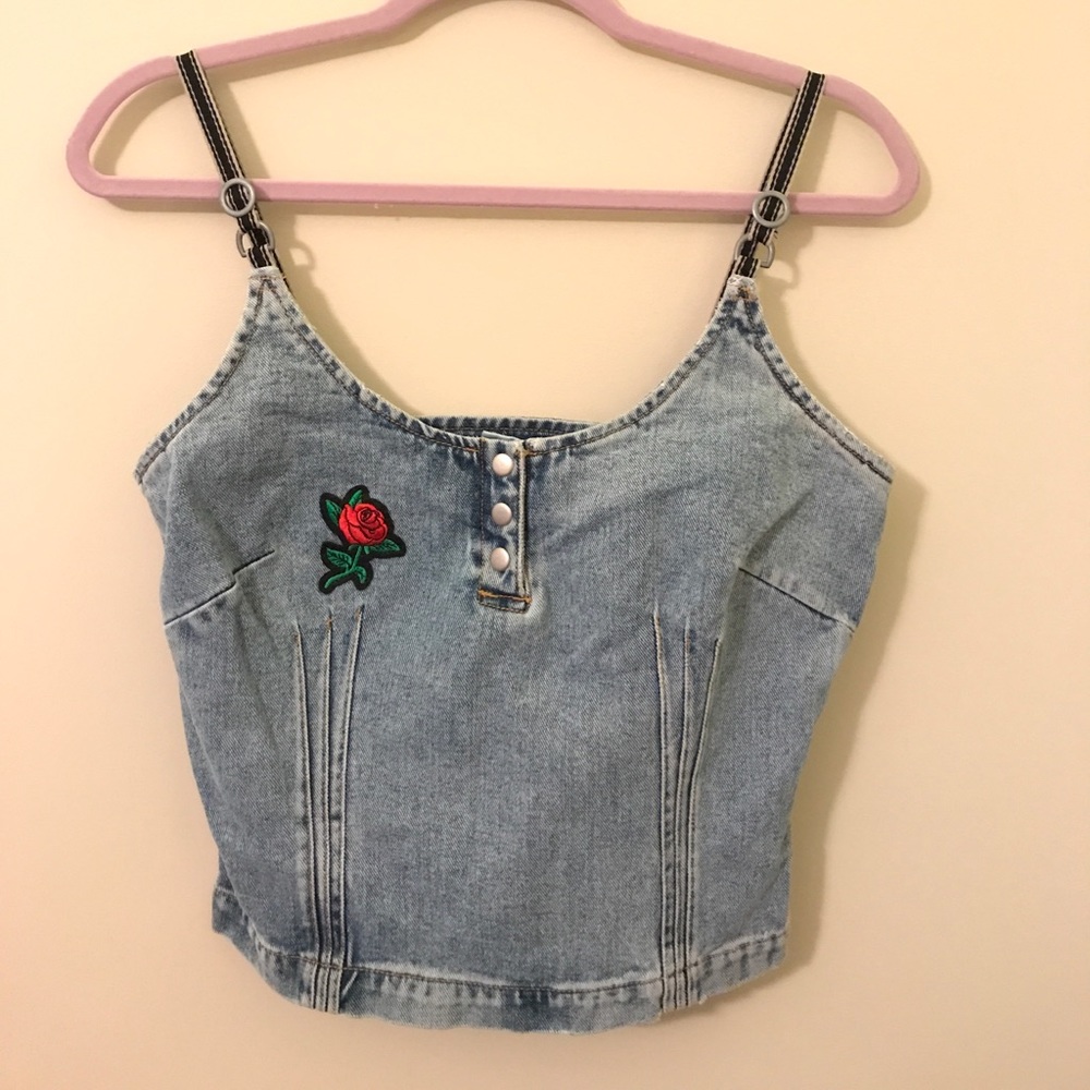 Rose Denim Crop Tank