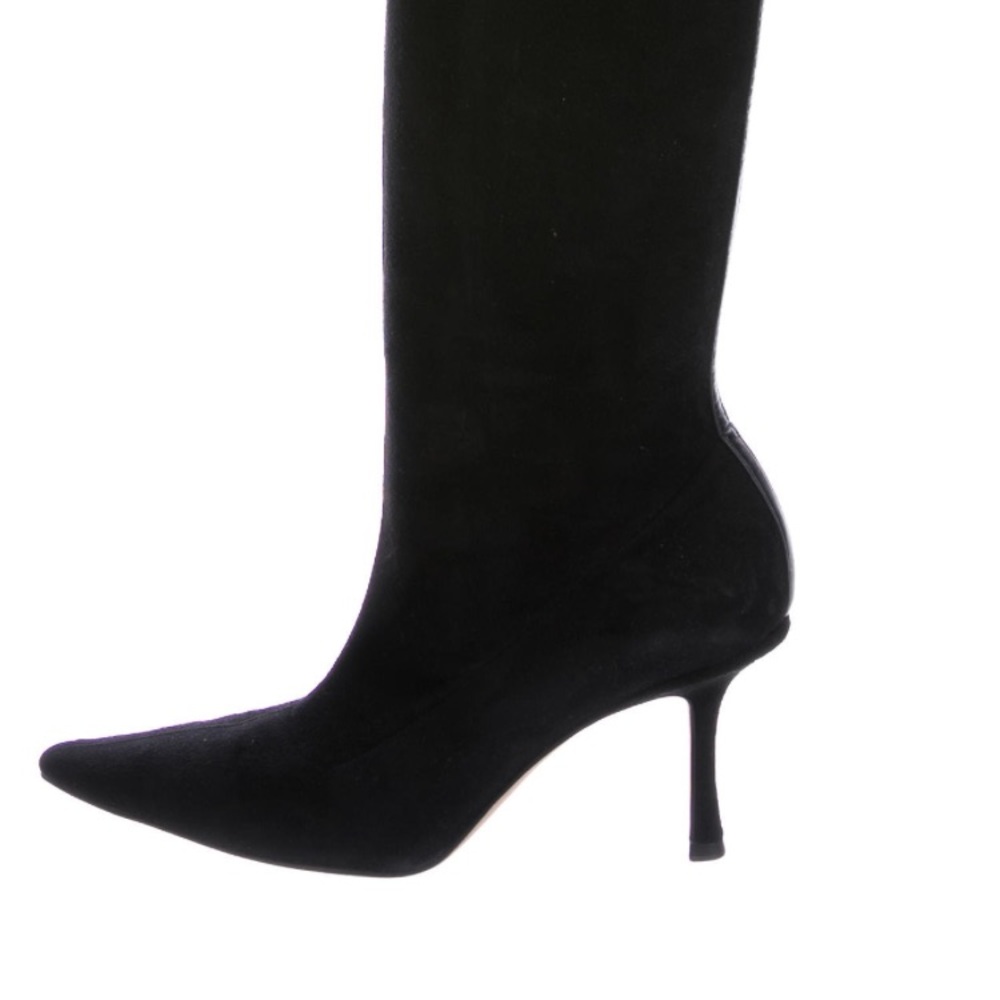 Jimmy Choo Suede Low Heel Knee High Boots Black 37