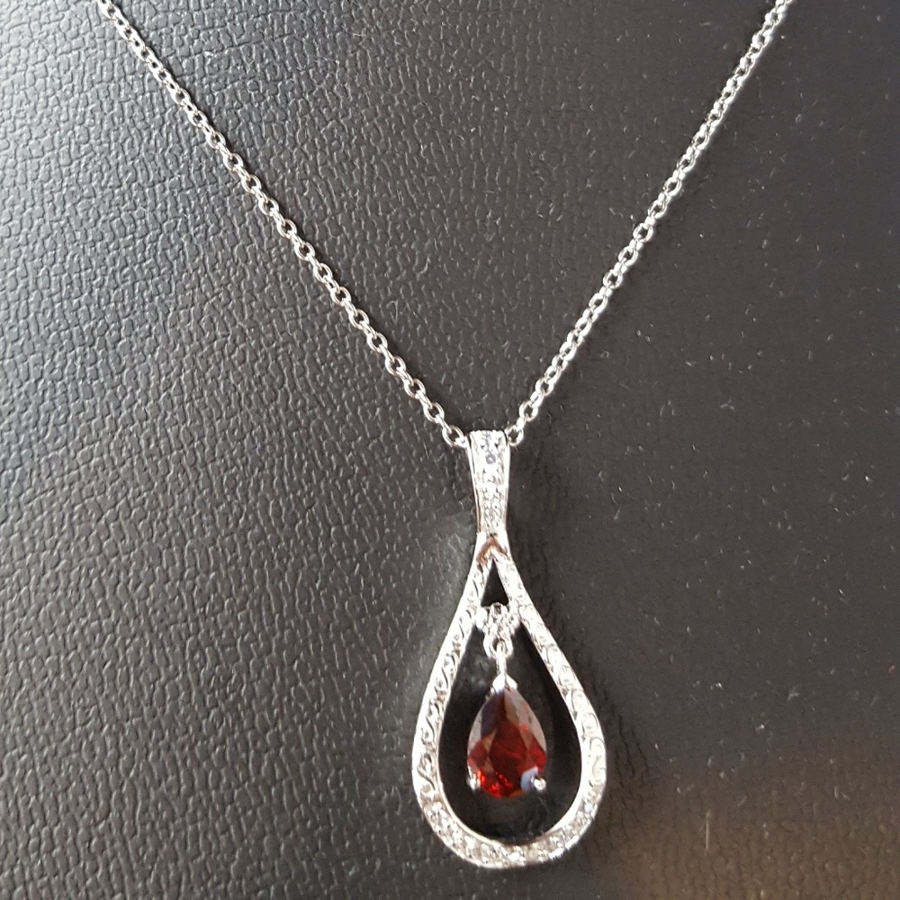 Sterling Silver Garnet tear
