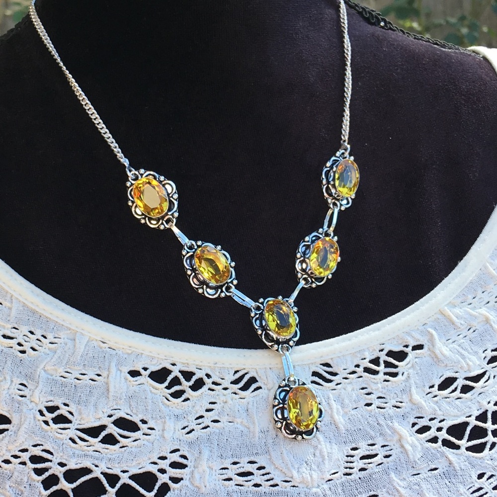 Faceted citrine vintage style necklace - Picture 2 of 5