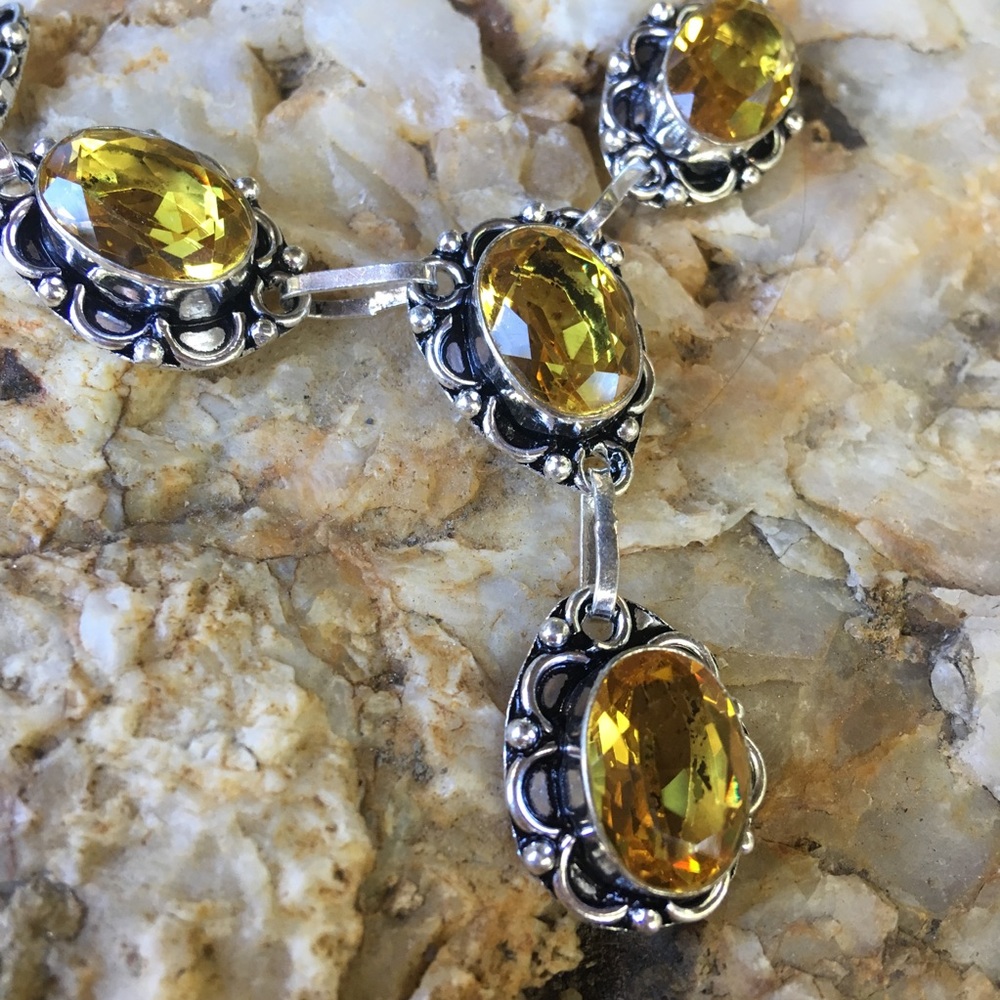 Faceted citrine vintage style necklace - Picture 3 of 5