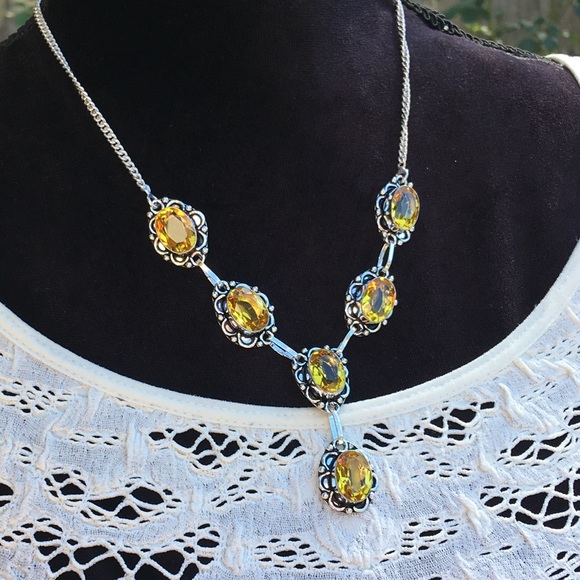 Faceted citrine vintage style necklace - Picture 2 of 5