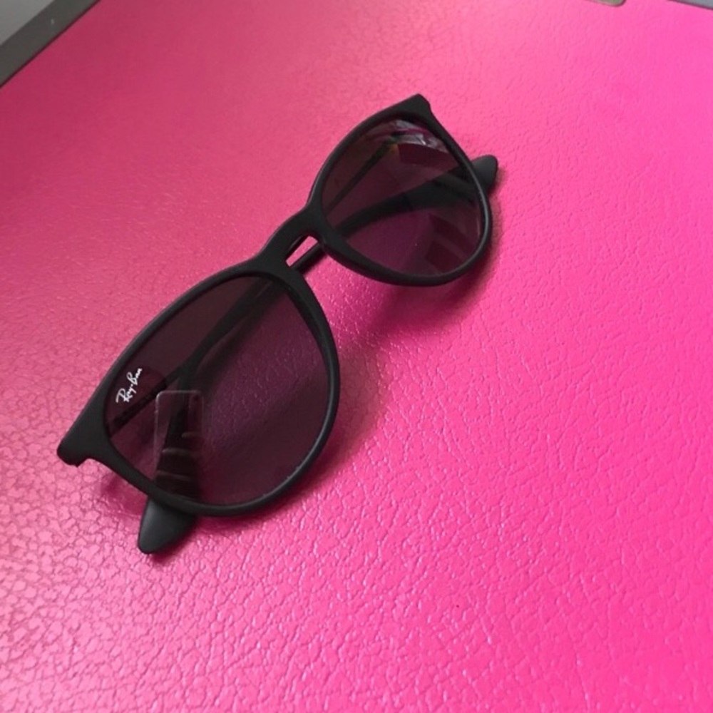 Black matte classic Erika Ray Bans sunglasses