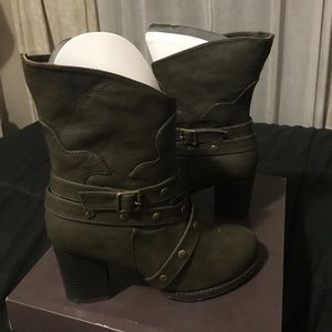 Olive/green heeled boots