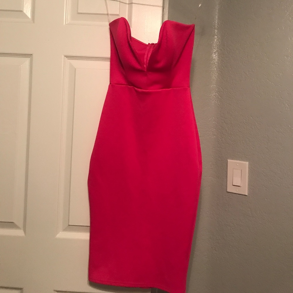 Hot pink HMS body con dress