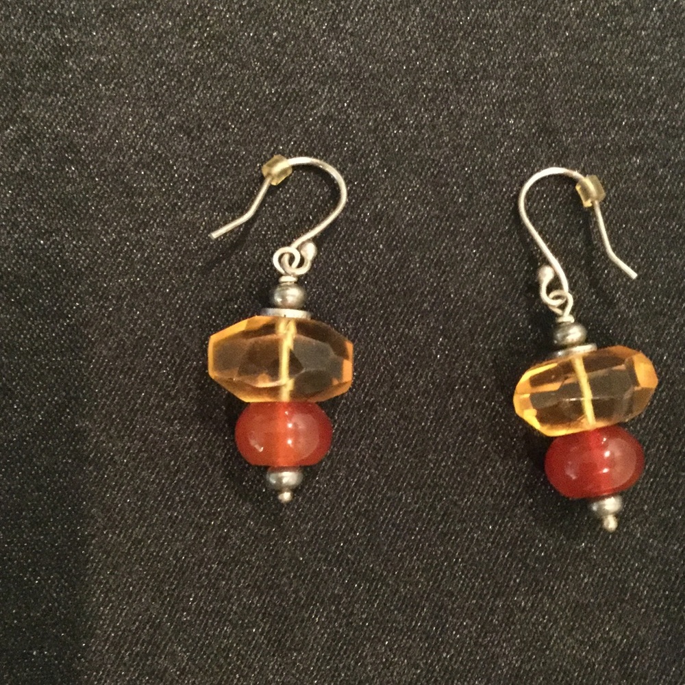 Two Tone Stone Earrings