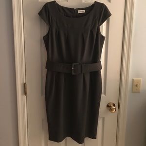 Gray belted Calvin Klein dress