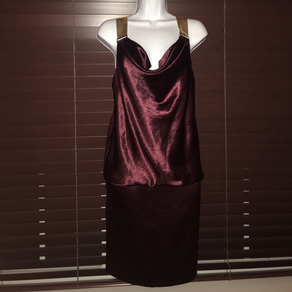 BETSY ADAM SHORT DRESS - WINE