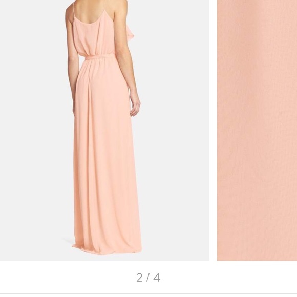 Nouvelle Amsale "Drew" ruffle front chiffon gown - Picture 2 of 6