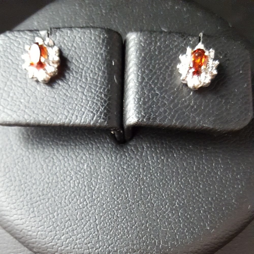 10K gold Garnet and Diamond earrings