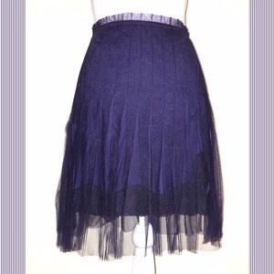 Navy Blue/Black Tulle Overlay Lace Miniskirt