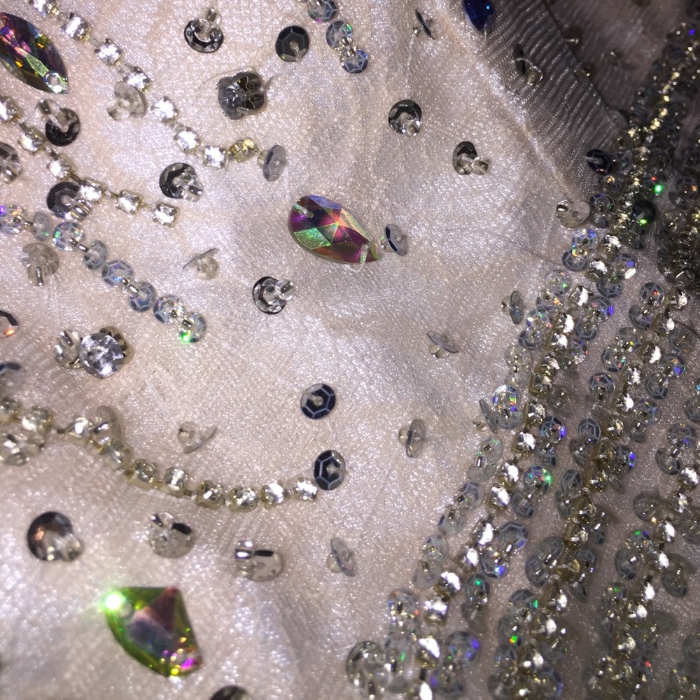 Champagne beaded strapless dress