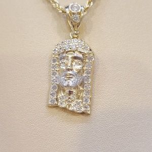 10K Cubic Zirconia Jesus pendant