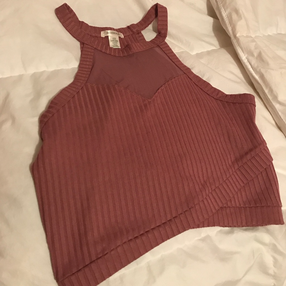 Raspberry pink crop top halter tank top