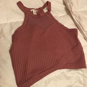 Raspberry pink crop top halter tank top
