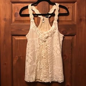 Buckle Ivory Lace Patchwork Tank Top
