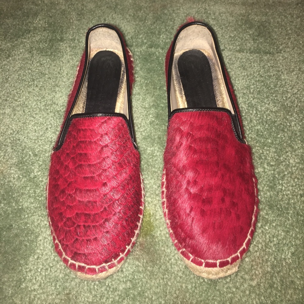Zara Red Snake Skin Pattern Calf Hair Espadrilles