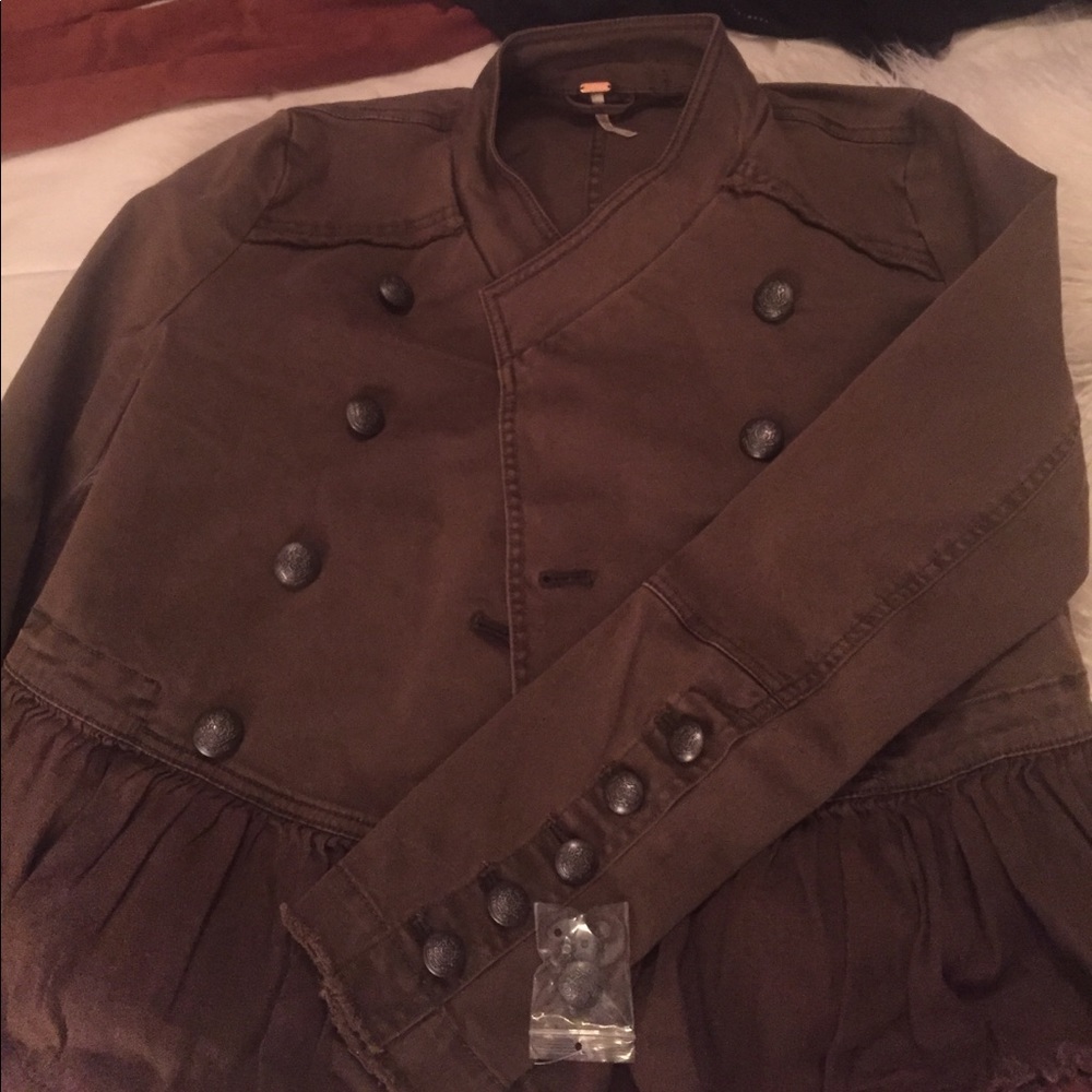 ⭐️Free People Boho Military RuffleHem Jacket⭐️ - Picture 4 of 5