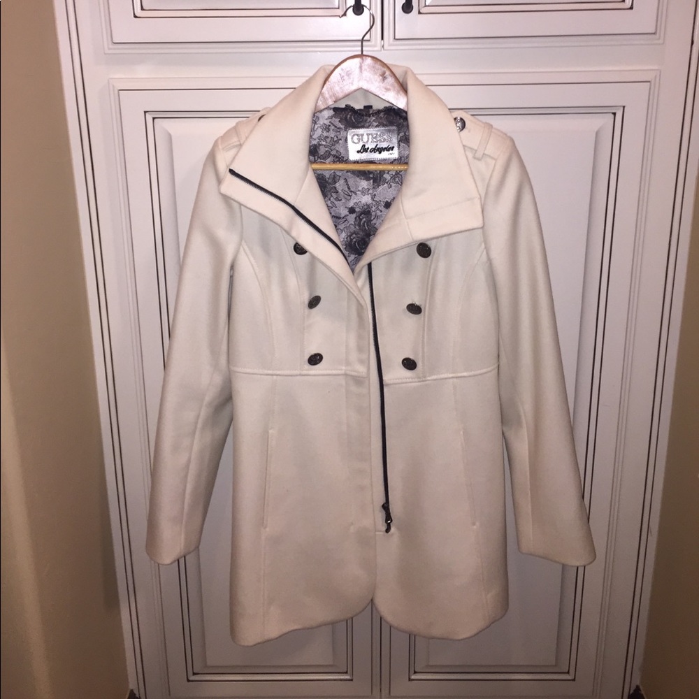 White Guess Army Style Coat
