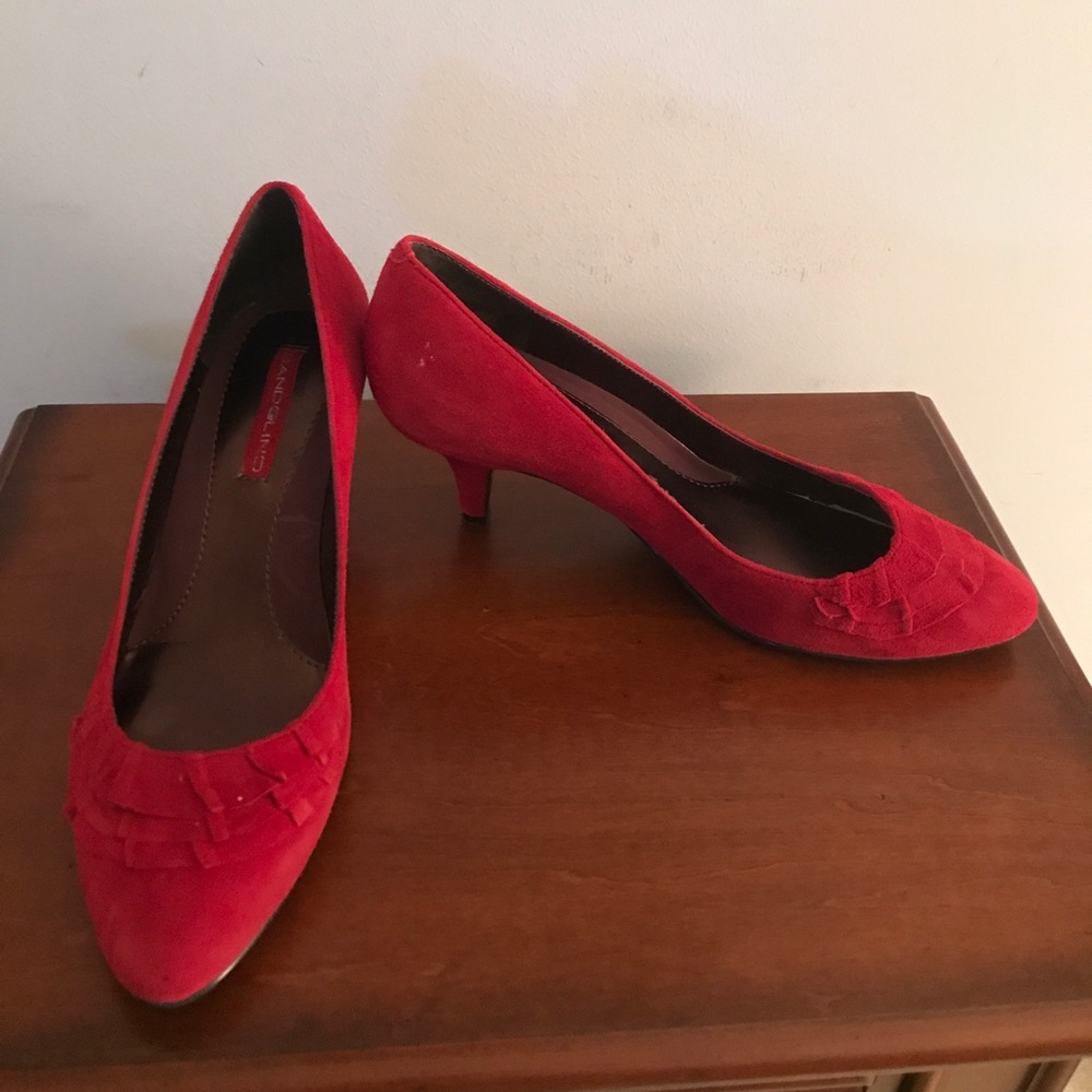 Red suede heels
