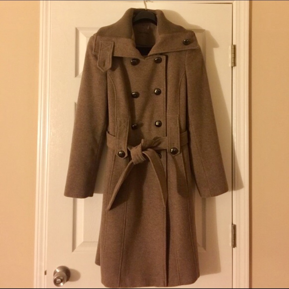 Calvin Klein Belted Military Style Wool Coat
