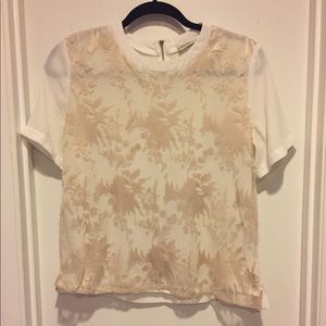 Gold Patterned Top w Back Zipper Detail Gold Patterned Top w Back Zipper Detail