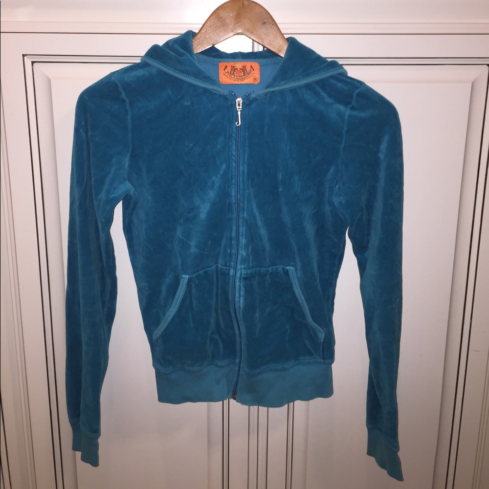 Turquoise Velour Juicy Couture Hoodie Circa 2007
