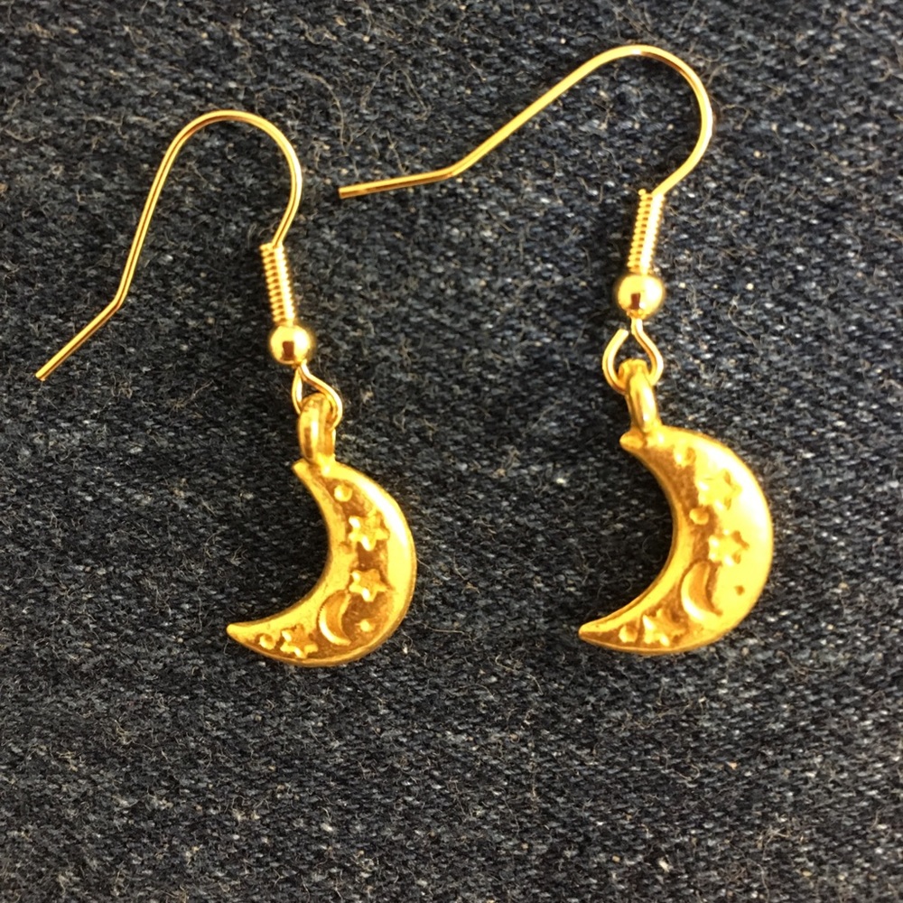 Handcrafted Gold Moon Earrings
