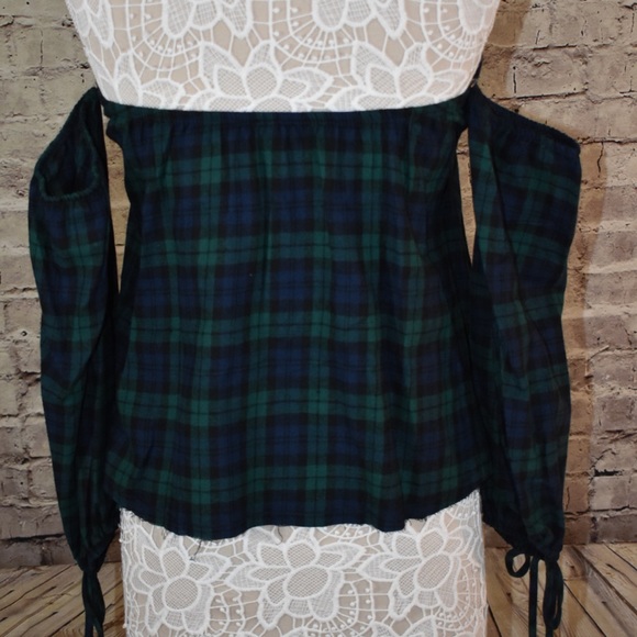 !!FINAL PRICE!! Blue plaid Off Shoulder strapless - Picture 5 of 5