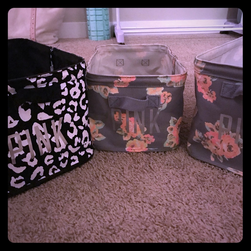 3x VS PINK COLLAPSIBLE STORAGE BINS