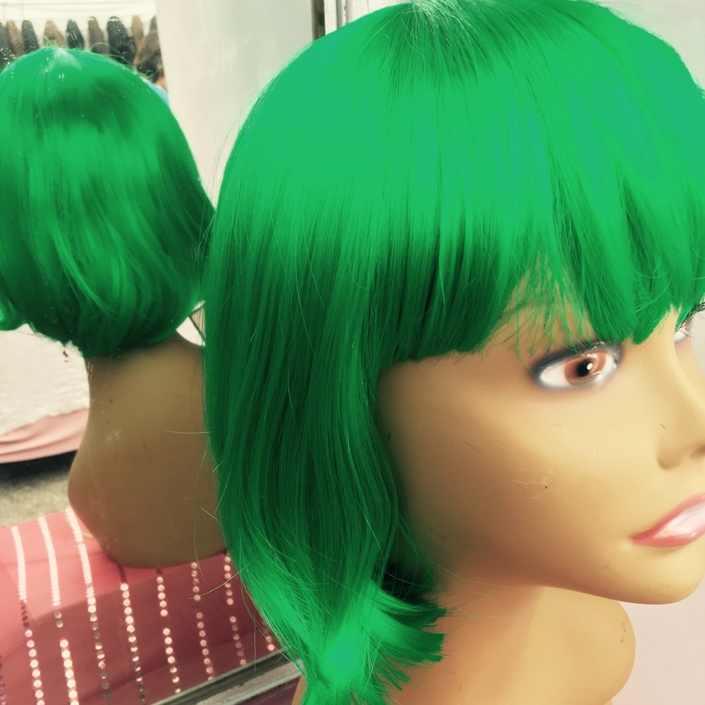 Green Halloween Short Bob Costume Wig