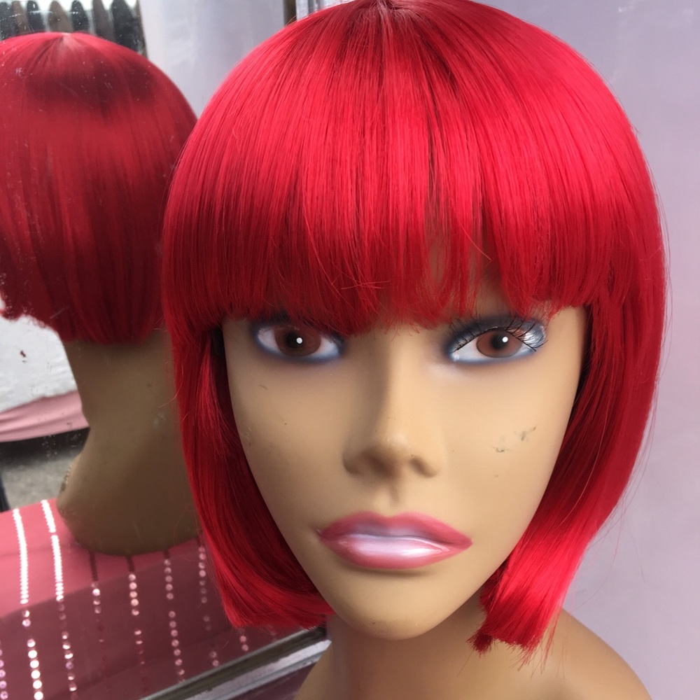 Red Short Bob Halloween Costume Wig
