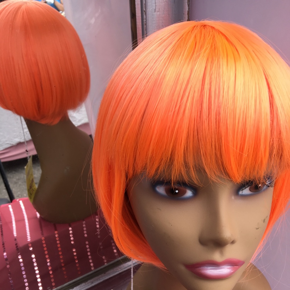 Orange Halloween Short Bob Costume Wig
