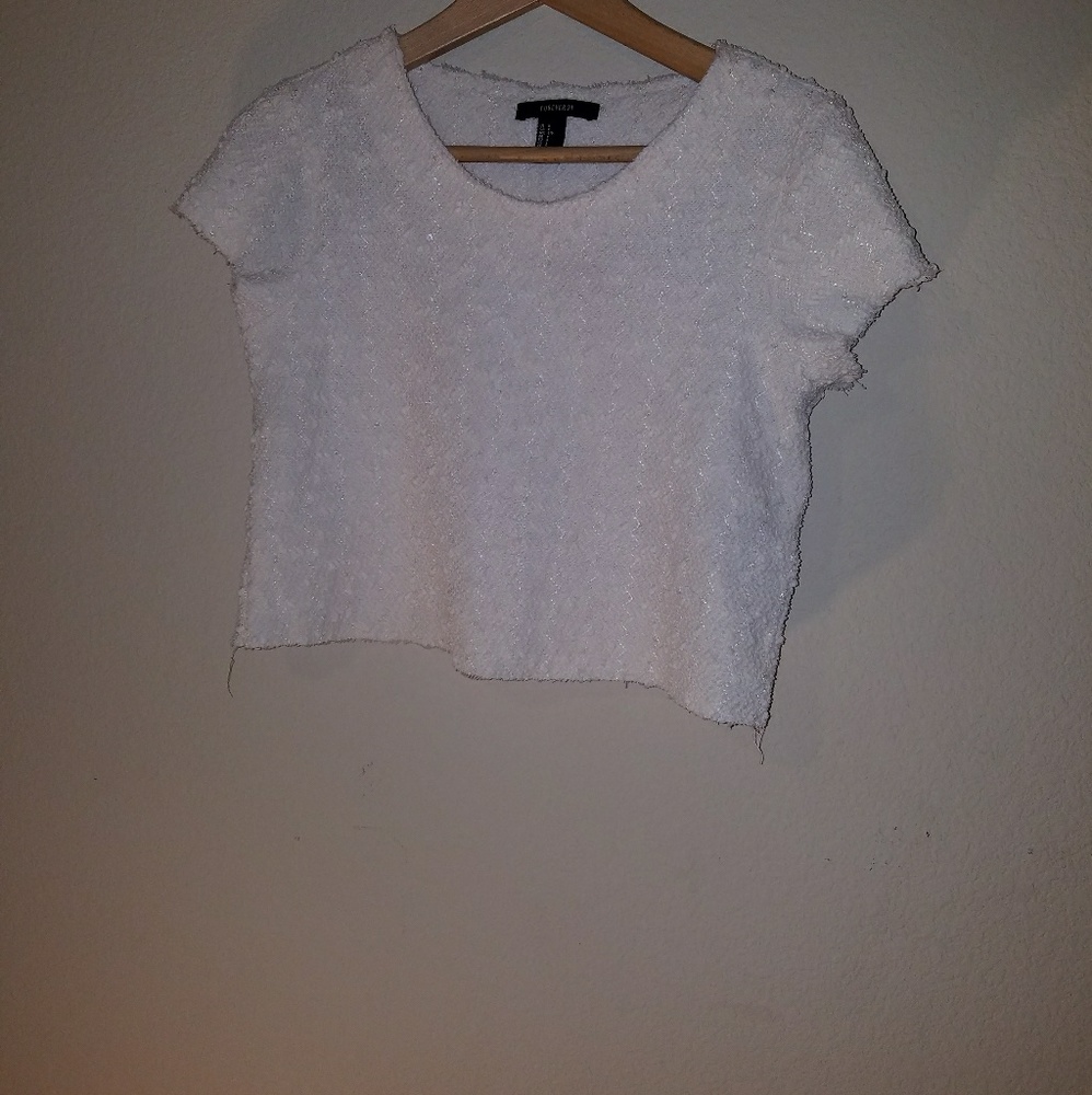 White sequin crop top