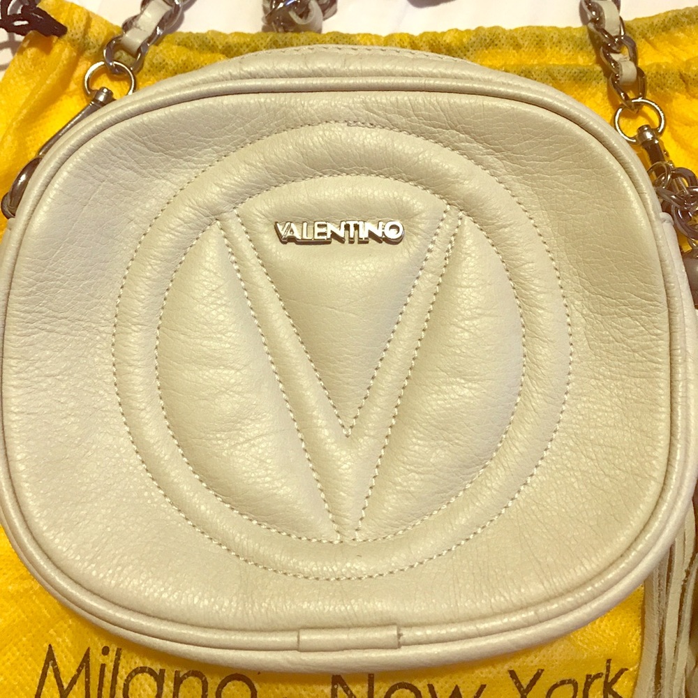 Authentic Valentino cream leather crossbody bag.