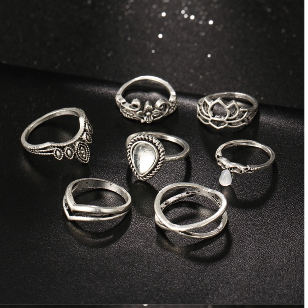 Lotus ✯ Midi Rings Set - Picture 6 of 8