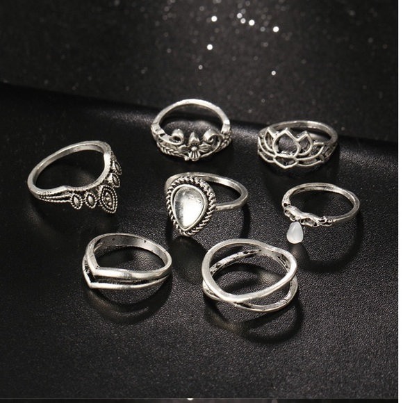 Lotus ✯ Midi Rings Set - Picture 6 of 8